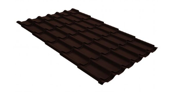 Металлочерепица классик GL 0,5 GreenCoat Pural Matt RR 887 шоколадно-коричневый (RAL 8017 шоколад) купить в Уфе