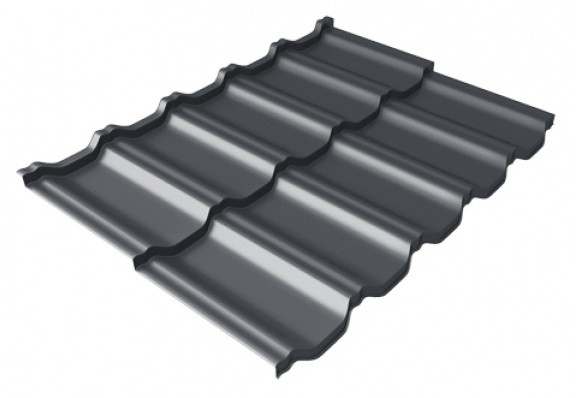Металлочерепица модульная Квинта Uno Grand Line c 3D резом 0,5 Satin Мatt RAL 7024 мокрый асфальт купить в Уфе