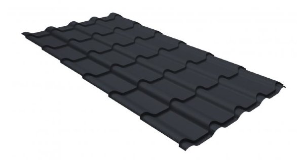 Металлочерепица камея GL 0,5 GreenCoat Pural RR 23 темно-серый (RAL 7024 мокрый асфальт) купить в Уфе