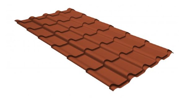 Металлочерепица камея GL 0,5 GreenCoat Pural RR 750 кирпично-красный (RAL 8004 терракота) купить в Уфе