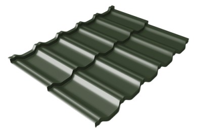 Металлочерепица модульная Квинта Uno Grand Line c 3D резом 0,5 GreenСoat Pural RR 11 темно-зеленый (RAL 6020 хромовая зелень)