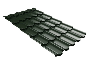 Металлочерепица квинта плюс с 3D резом 0,5 GreenСoat Pural Matt RR 11 темно-зеленый (RAL 6020 хромовая зелень)