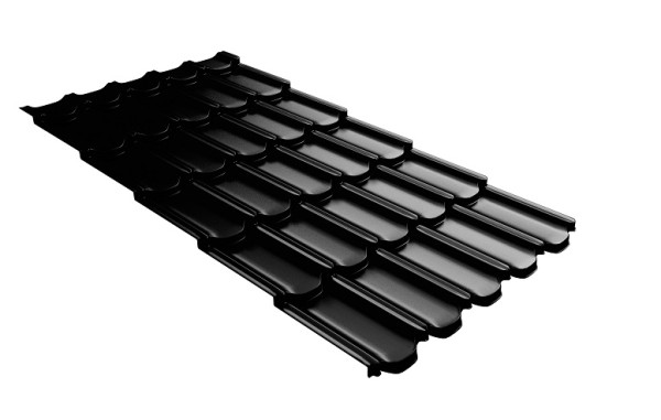 Металлочерепица квинта плюс с 3D резом 0,5 GreenСoat Pural Matt RR 33 черный (RAL 9005 черный) купить в Уфе