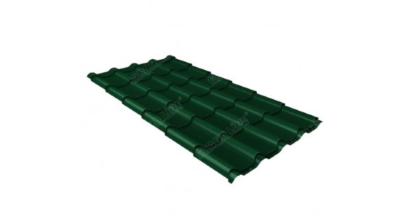 Металлочерепица камея 0,5 Satin RAL 6005 зеленый мох купить в Уфе