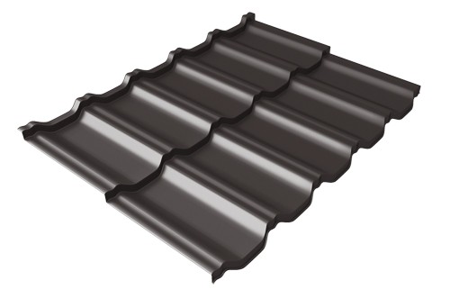 Металлочерепица модульная Квинта Uno Grand Line c 3D резом 0,5 GreenСoat Pural Matt RR 32 темно-коричневый (RAL 8019 серо-коричневый) купить в Уфе