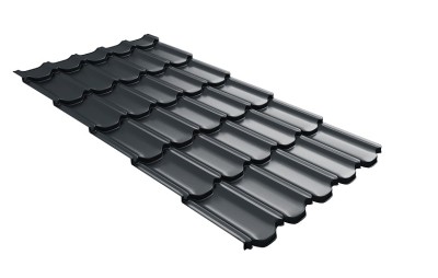Металлочерепица квинта плюс с 3D резом 0,5 Satin RAL 7016 антрацитово-серый