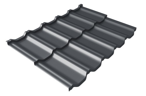 Металлочерепица модульная Квинта Uno Grand Line c 3D резом 0,45 Drap RAL 7024 мокрый асфальт купить в Уфе
