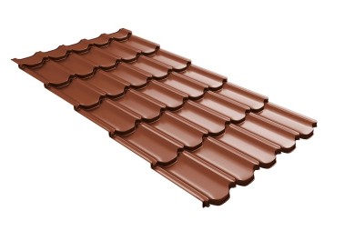 Металлочерепица квинта плюс с 3D резом 0,5 Satin Мatt RAL 8004 терракота