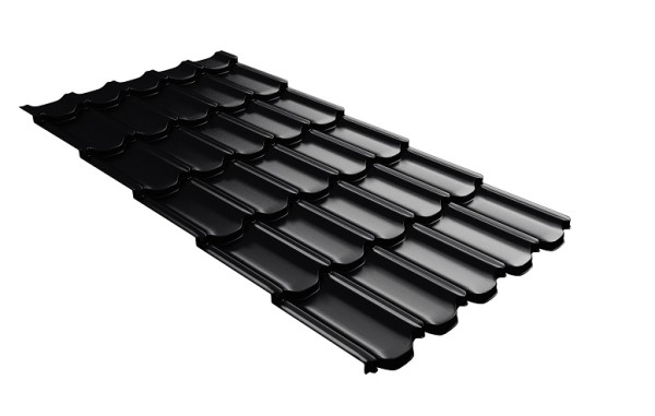 Металлочерепица квинта плюс с 3D резом 0,5 Satin Мatt RAL 9005 черный купить в Уфе