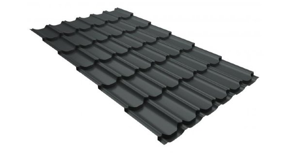 Металлочерепица квинта плюс 0,5 GreenCoat Pural RR 23 темно-серый (RAL 7024 мокрый асфальт) купить в Уфе